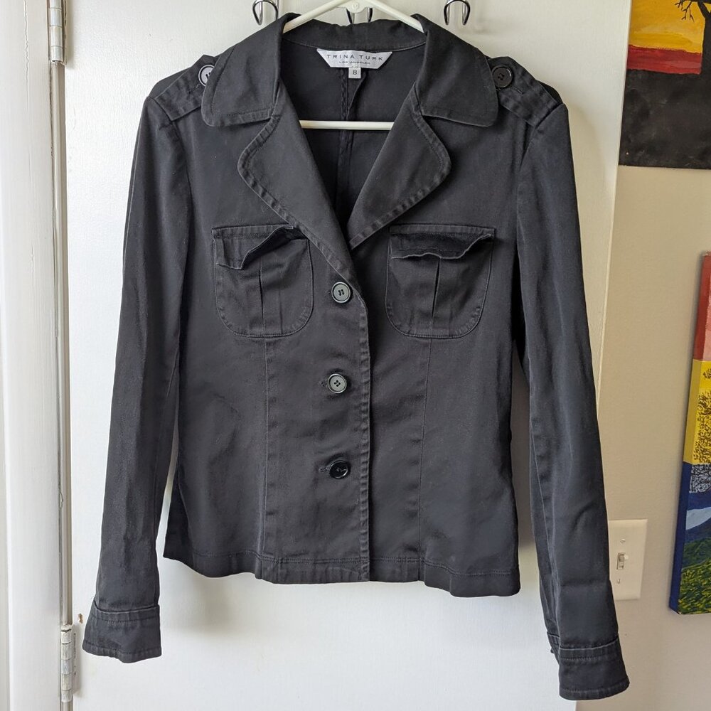 Trina Turk Black Blazer Coat Jacket Size 8